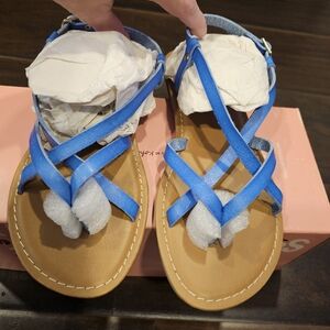 NIB- Womens Blue Leather Sandals Size 6